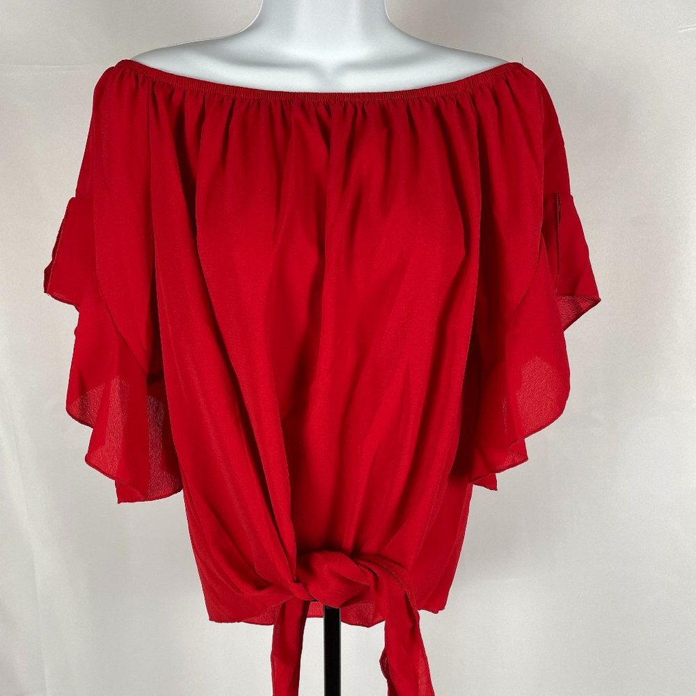 LuckyMore off shoulder tie top Red Large